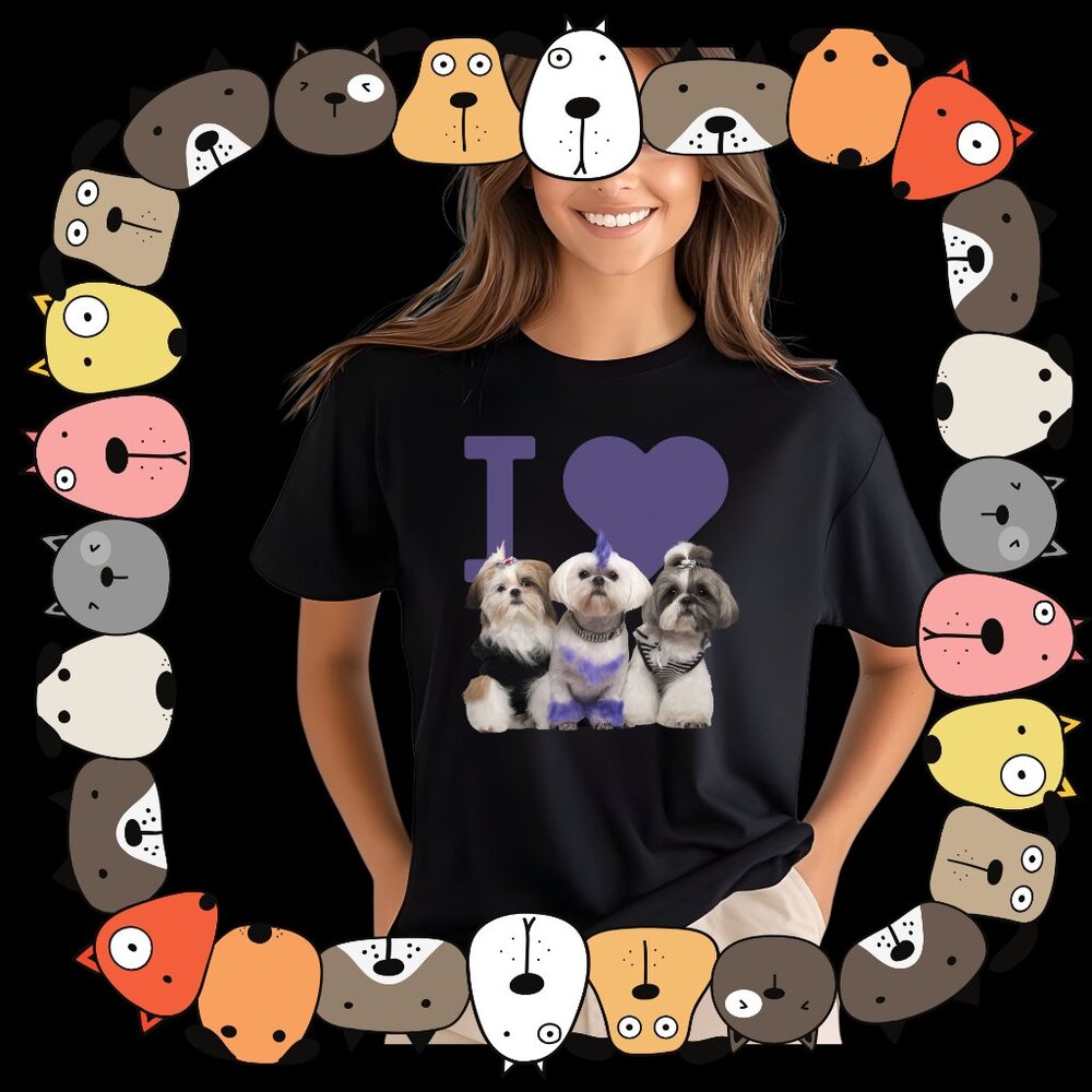 I Love Shih Tzu Funny T-shirt perfect Valentines Day Gift